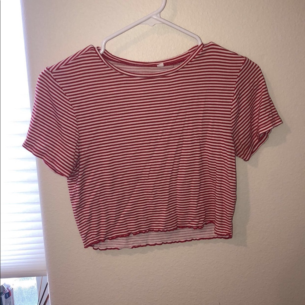 pacsun red and white stripped crop top